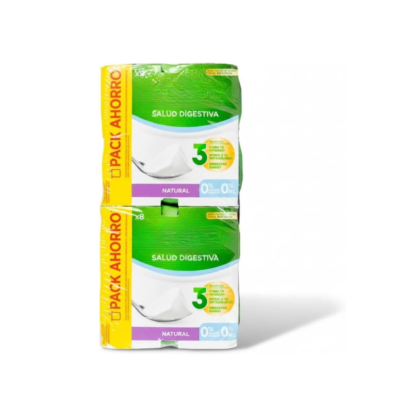 Yogur Desnatado con Bífidus y Calcio - 2 Pack Ahorro de 8 uds c/u x 120g - Salud Digestiva Natural 0% MG 0% Azúcares Añadidos - NEXU