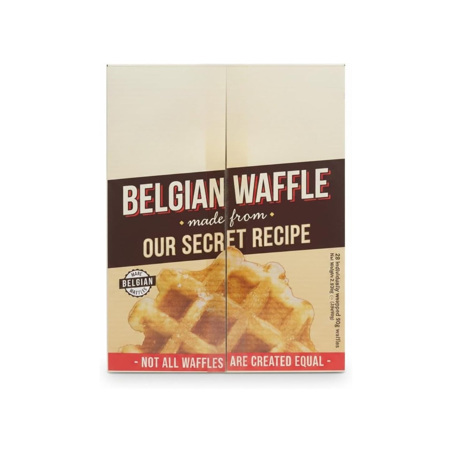 Gofres Belgas Artesanos - Pack de 28 Gofres de 90g (2,52kg) Envueltos Individualmente - Snack Dulce para Desayuno y Merienda - Receta Secreta Tradicional Bélgica - Vegetarianos - NEXU