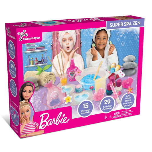 Science4you Super Barbie SPA Zen - Kit de Manualidades  de la Barbie Princesa - Hace Bombas de Baño, Jabones, Aceite de Masaje y Mucho Más - Regalos de Barbies