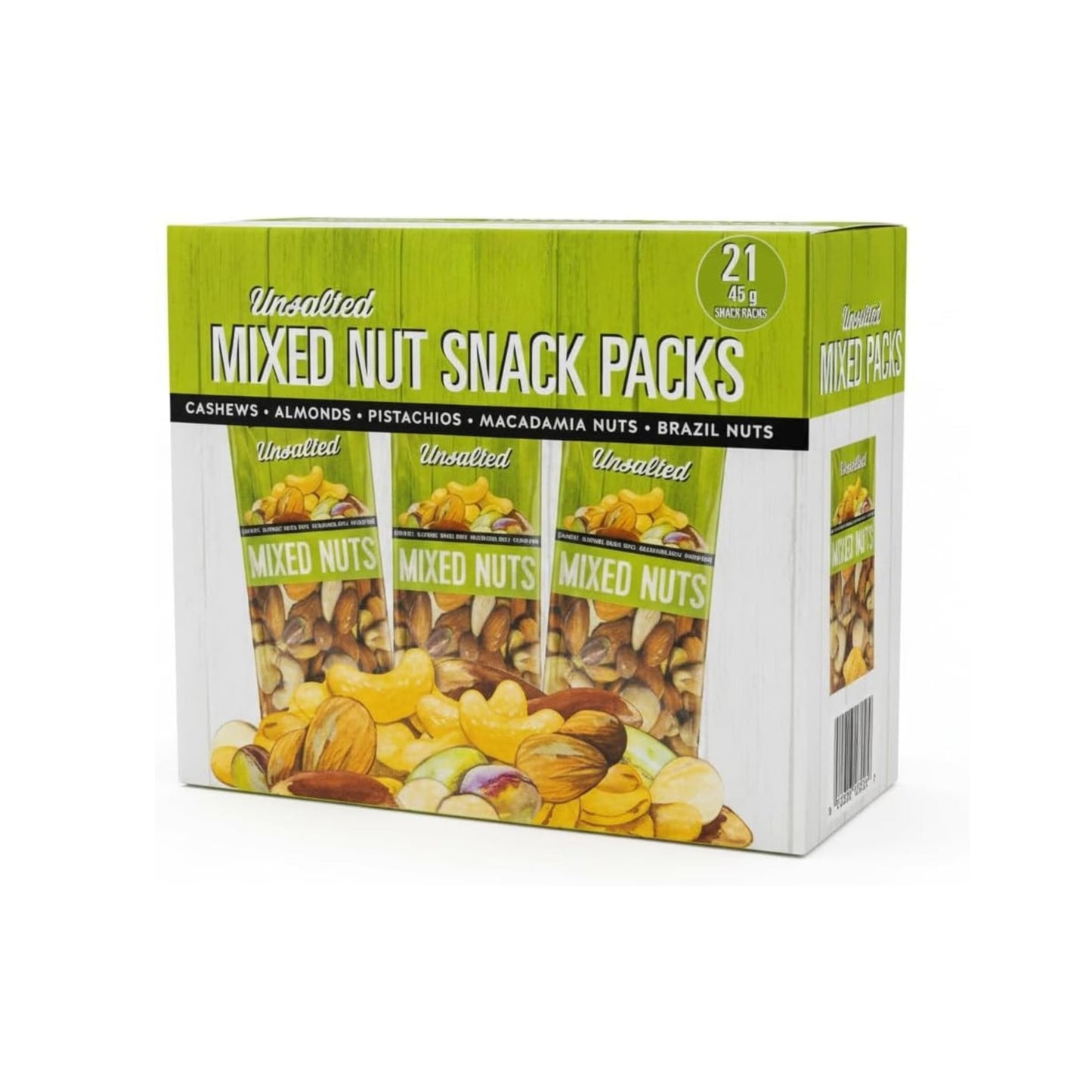 Surtido de Frutos Secos Tostados Sin Sal Añadida - Pack Ahorro 21 Bolsitas de 45g (945g), Mezcla de Anacardos, Almendras, Pistachos, Macadamias y Nueces de Brasil - NEXU
