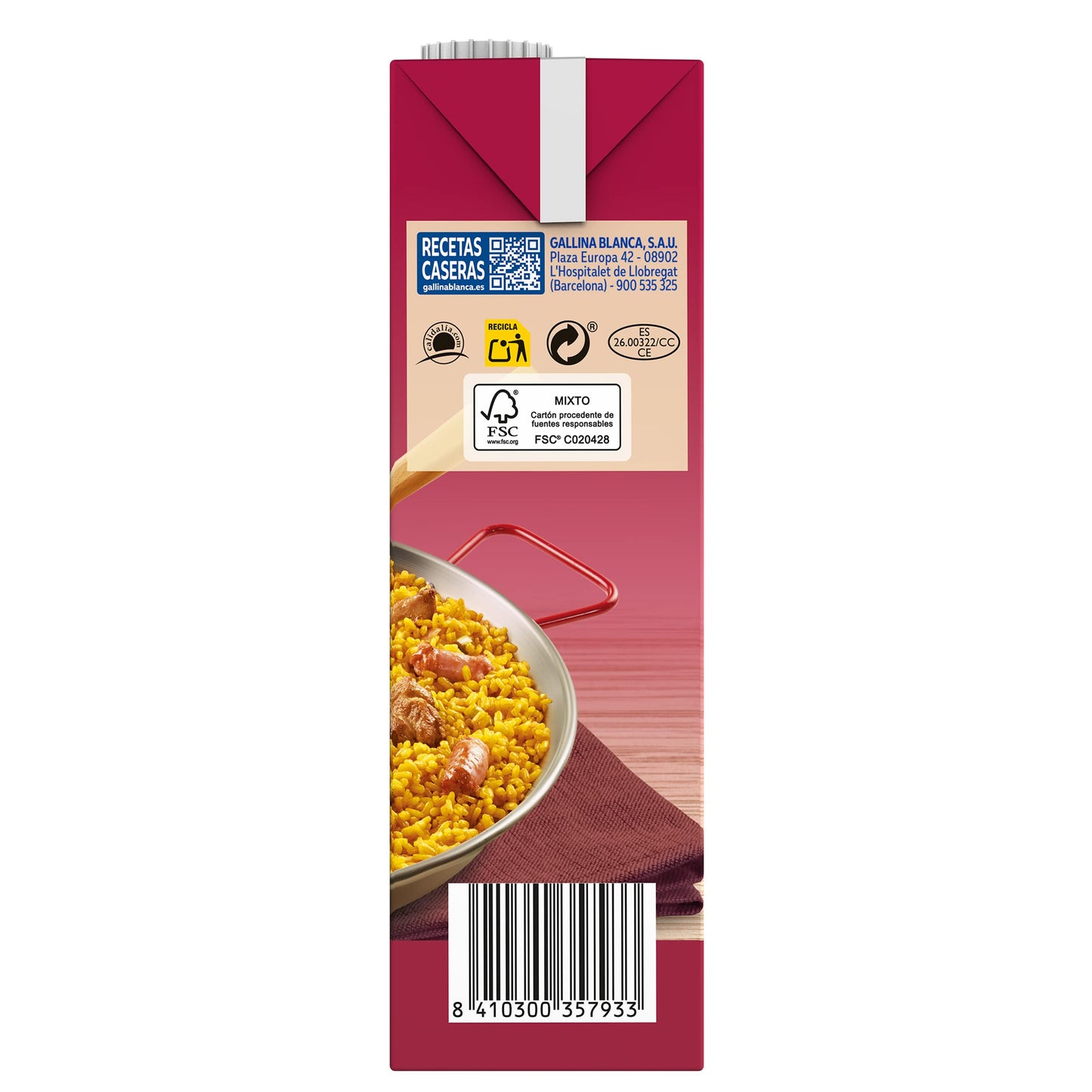 Gallina Blanca caldo de carne para paella envase 1 lt, 1000 mililitro, 1