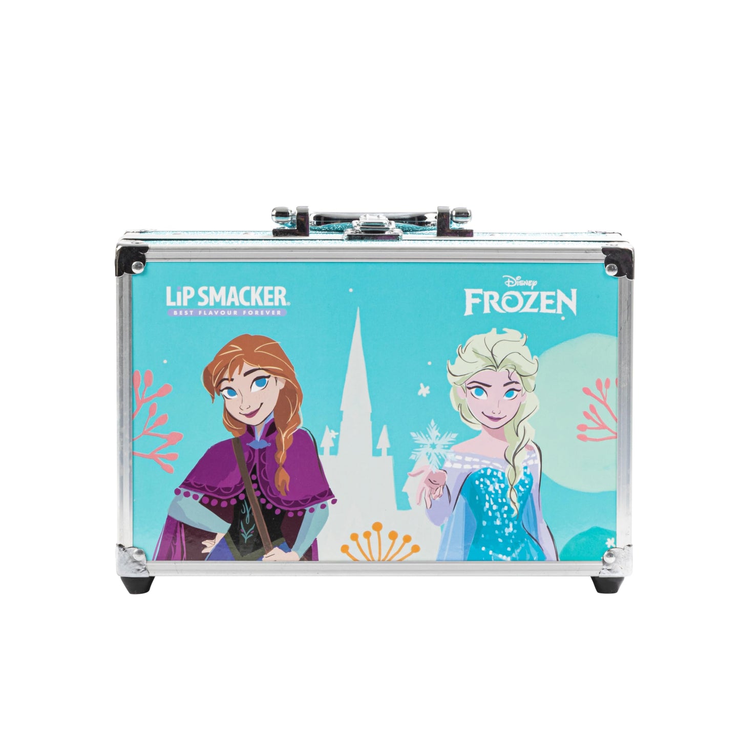 Lip Smacker Frozen Traincase, Maletín De Maquillaje Frozen Para Niñas, 40+ Piezas de Maquillaje para Rostro, Labios y Uñas con Accesorios de Belleza para Cabello y Maquillaje Incluidos