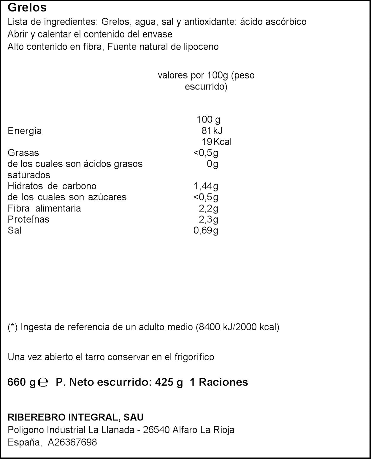 Grelos gutarra frasco 450g.