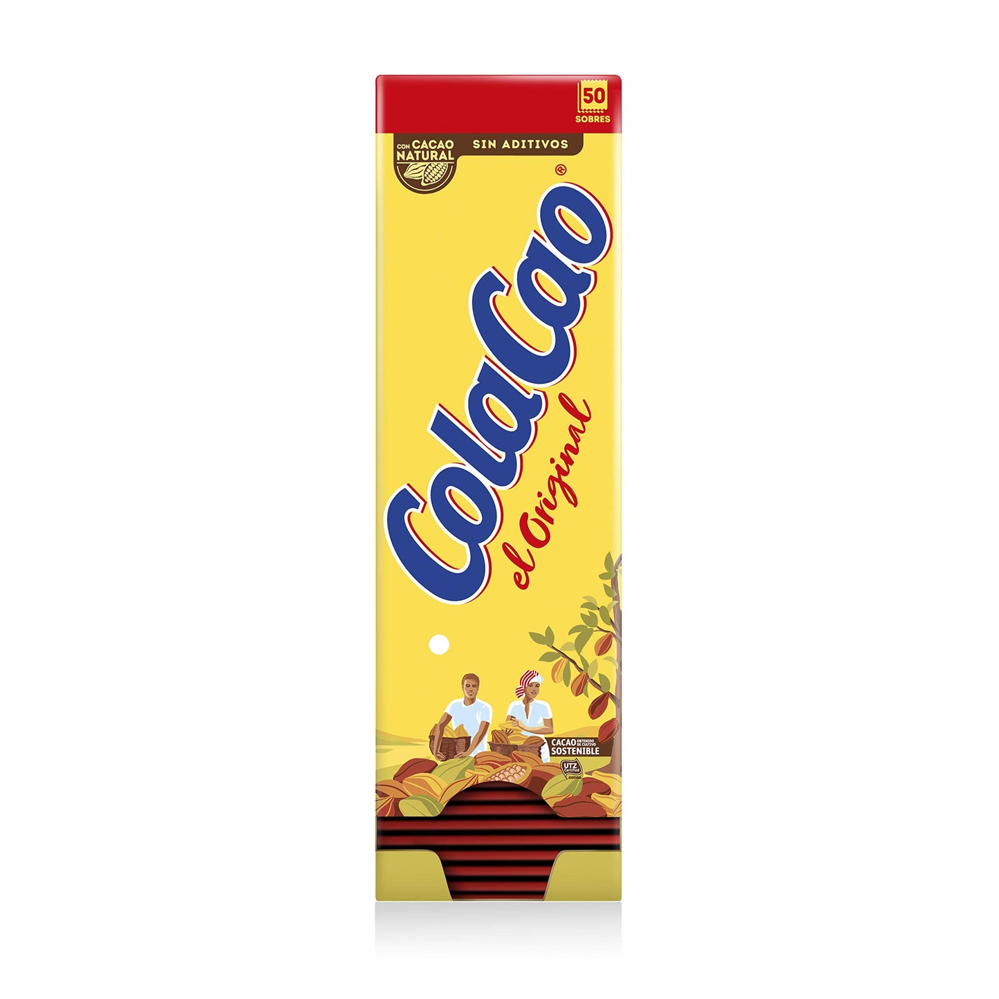 ColaCao, Original, Cacao Soluble Natural y sin Aditivos - 50 sobres de 18g - 900g