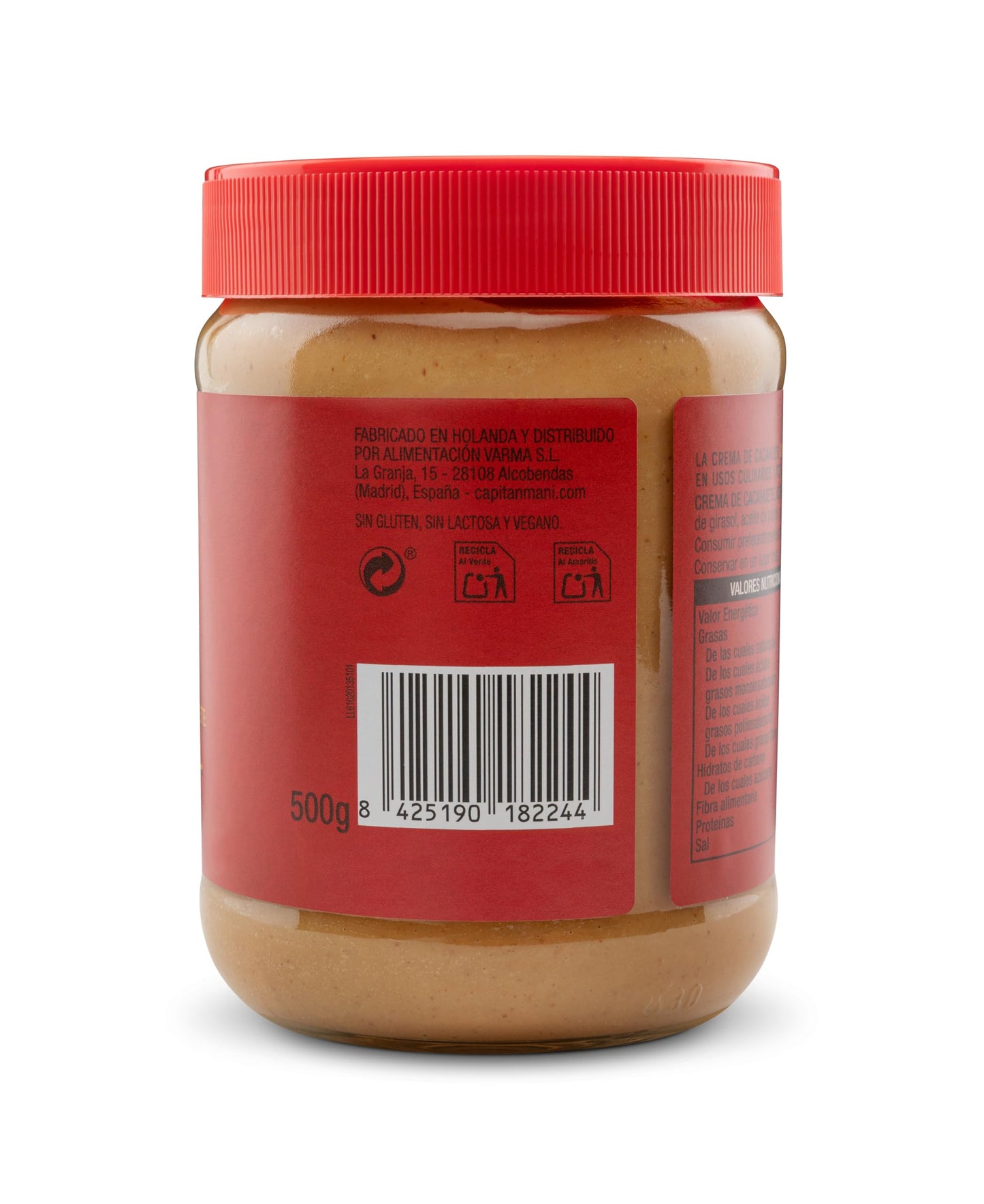 Crema de Cacahuete Capitán Maní Suave 500g| Natural, Sin Azúcares, Sin Aditivos | Alta en Proteína