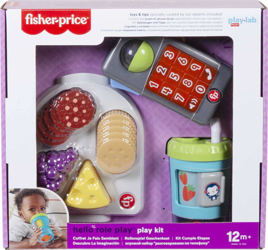 Fisher-Price Imaginación Kit de juego con vaso de smoothies, teléfono con luces y sonidos y puzzle de alimentos, juguete para bebés +1 año (Mattel HFJ95)