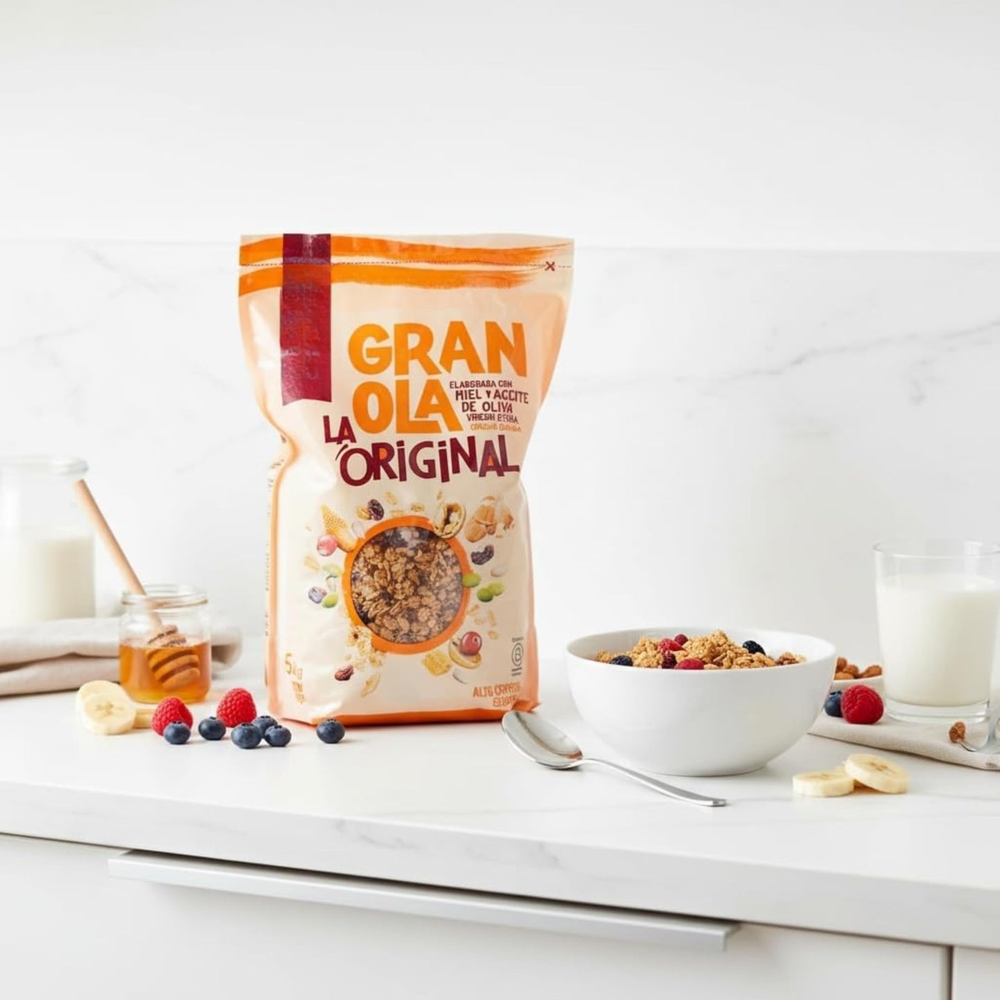 Granola La Original 1,5 kg - Pack Familiar Saludable con Aceite de Oliva Virgen Extra y Miel - Elaboración Artesanal en España - Ingredientes 100% Naturales y Sin Aditivos - NEXU