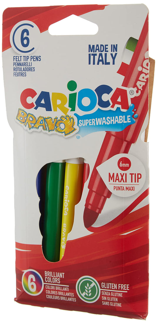 Carioca Bravo Extra-grueso Multicolor 6pieza(s) - Rotulador (Extra-grueso, Multicolor, Punta redonda, 6 mm, Alrededor, Italia)