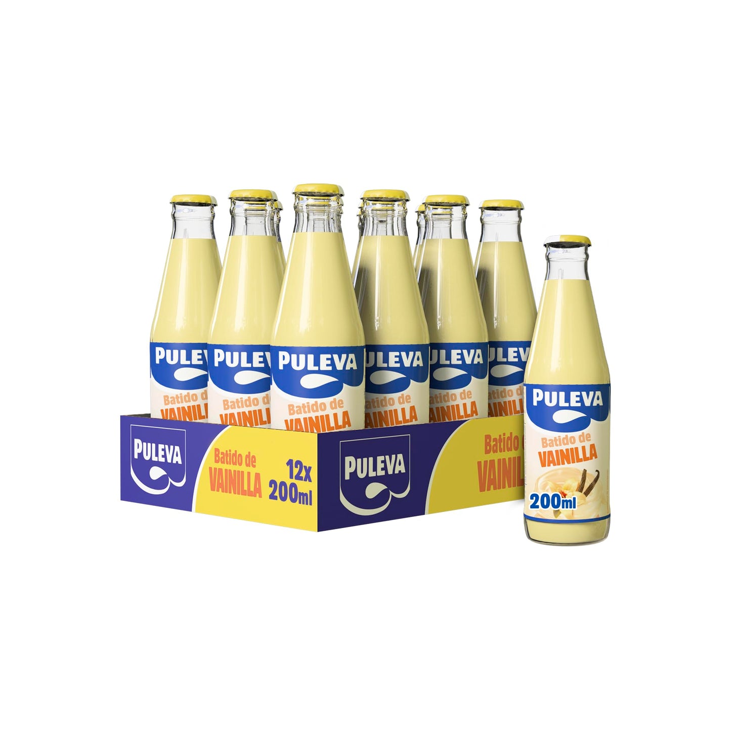 Puleva - Batido de Vainilla botella cristal 200ml - Pack 12 unidades