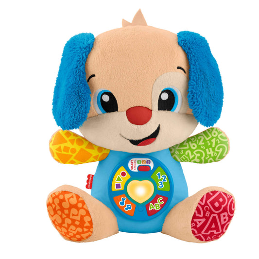 Fisher-Price Laugh & Learn Perrito con Smart Stages Peluche musical de aprendizaje con Smart Stages para bebés a partir de 6 meses, versión multilingüe: Italiano, Español, Portugués, Inglés, JFD26
