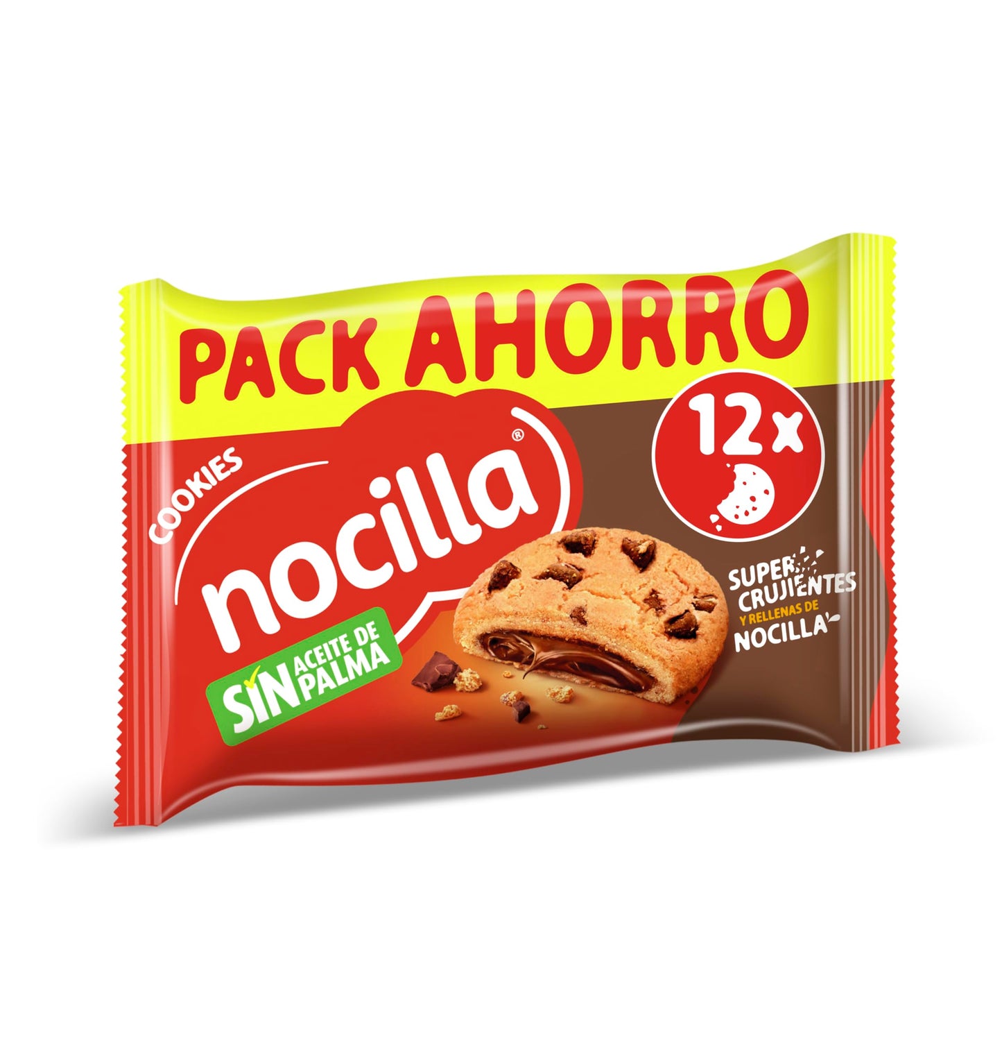 Nocilla, Cookies, Original, Galletas con gota de chocolate rellenas con crema de cacao con avellanas - Pack de 12 unidades - 240G
