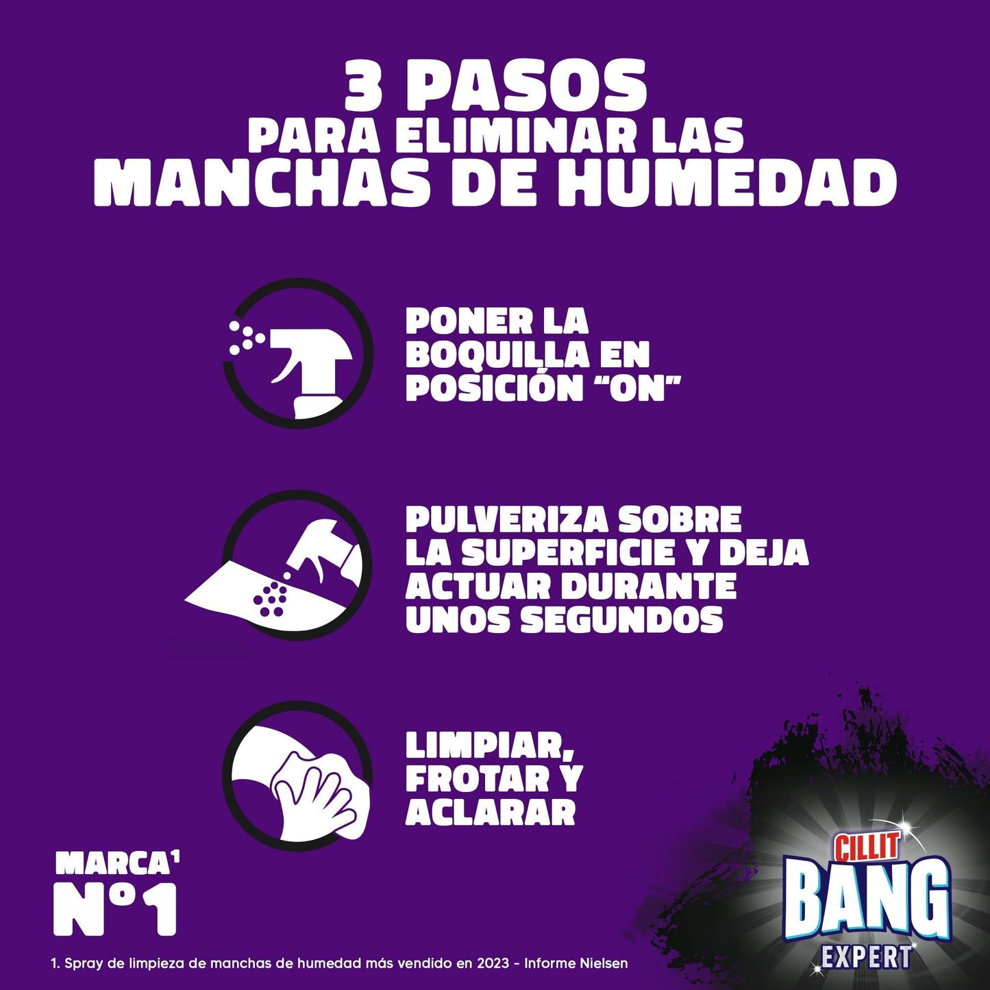 Cillit Bang Manchas de Humedad y Suciedad, potente limpiador juntas negras, baño, cocina, formato spray, 750 ml