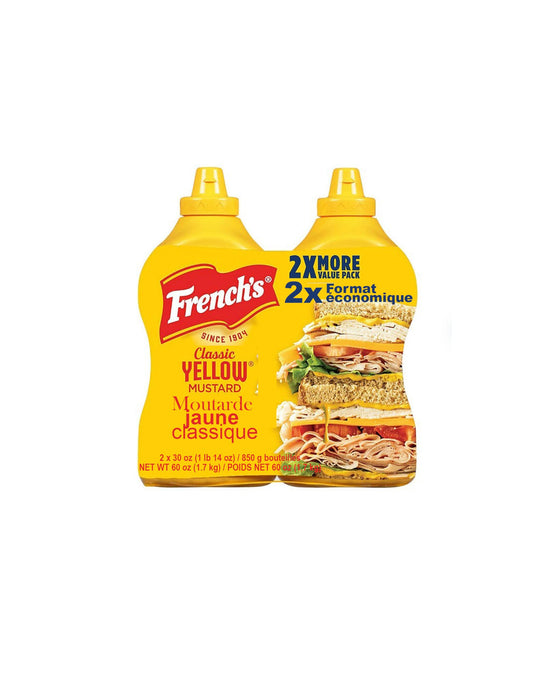French's Classic 100% Natural Yellow Mustard Pack of 2 30 oz Bottles