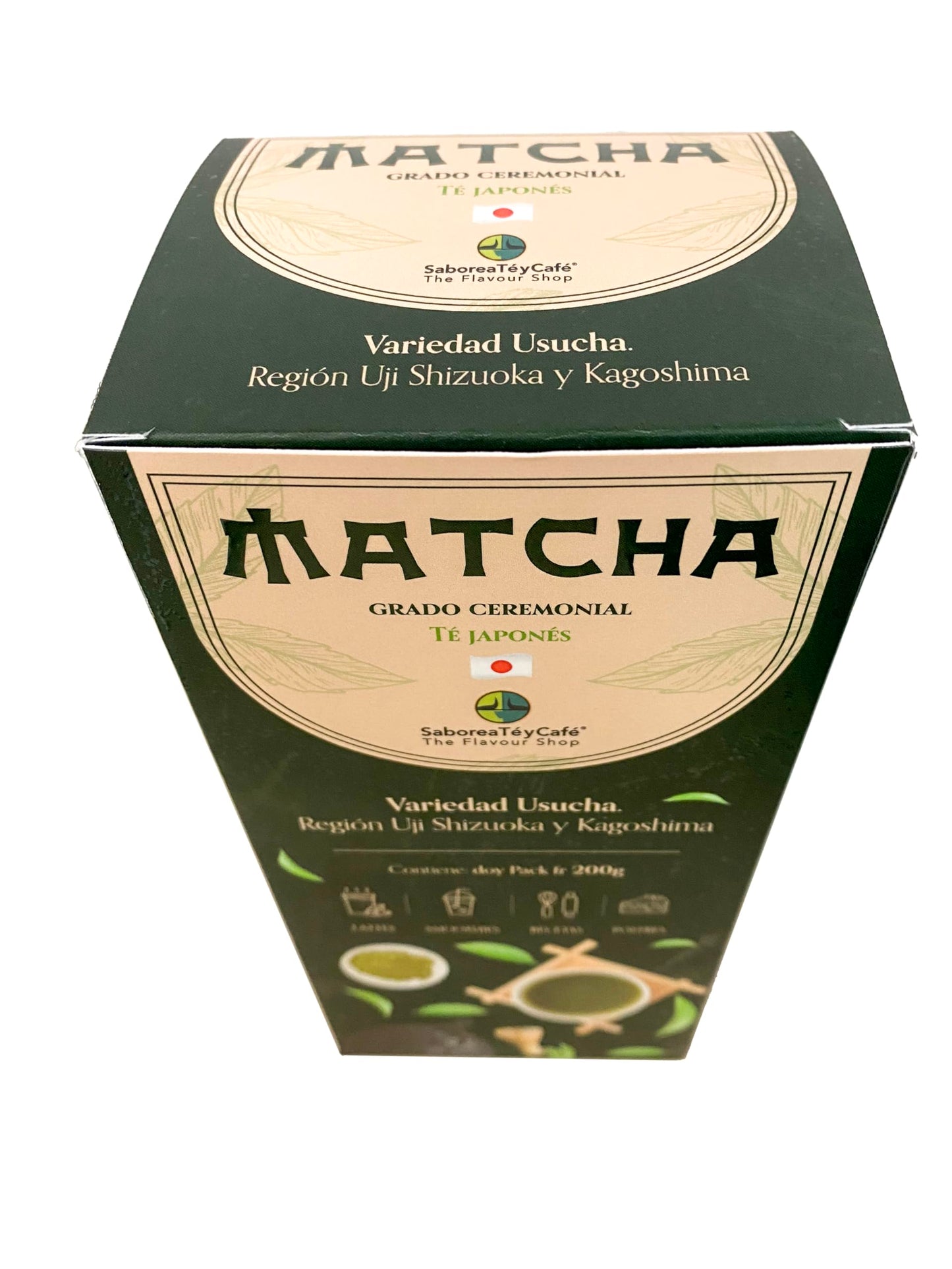 SABOREATE Y CAFE The Flavour Shop Matcha Té Verde Japonés Usucha Premium - Región Uji - Polvo Fino para Ceremonia - Caja Regalo 200 g