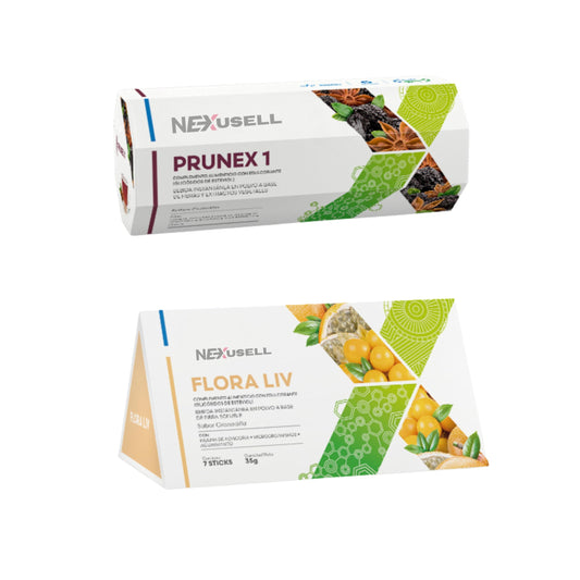 FUXION PACK De Té Detox 7 Días | Prunex 1 + Flora Liv | 14 Sobres en Total | Apoyo Digestivo Natural, Tránsito Intestinal y Equilibrio de la Flora | Bebida Instantánea con Fibras y Probióticos | Sin Azúcar