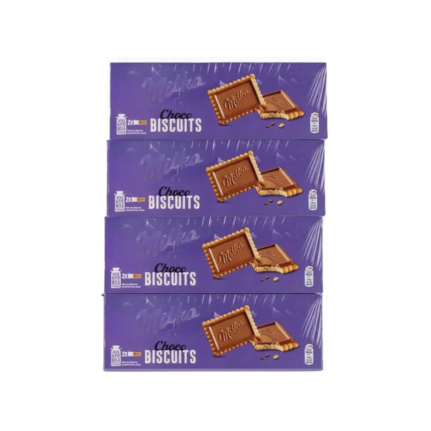 Choco Biscuits - Pack de 4 Cajas de 150g (600g Total) - Galletas Crujientes con Chocolate con Leche de los Alpes - Merienda Familiar y Desayuno - NEXU
