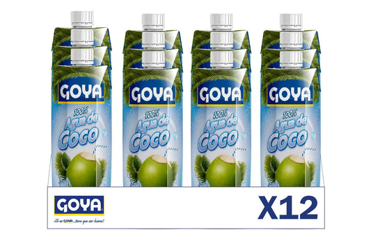 Goya Agua de Coco 12x330 ml, 100% Agua de Coco Natural Sin Azúcar, Hidratante y Reconstituyente con Electrolitos y Minerales