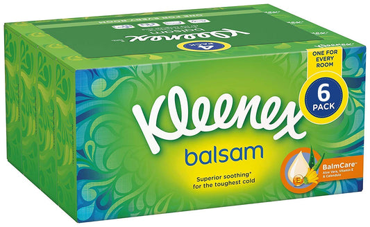Kleenex Balsam COST270680 - Pañuelos faciales de 3 capas, cuidado calmante superior, 384 unidades, paquete de 6, COST270680 (el embalaje puede variar)