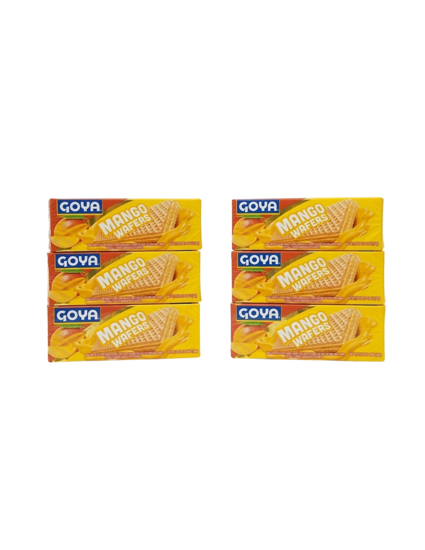 Mango Wafers - Pack de 6 Galletas Wafer Crujientes con Crema de Mango, 140g cada una - Snack Tropical de Toda la Familia - Goya - NEXU