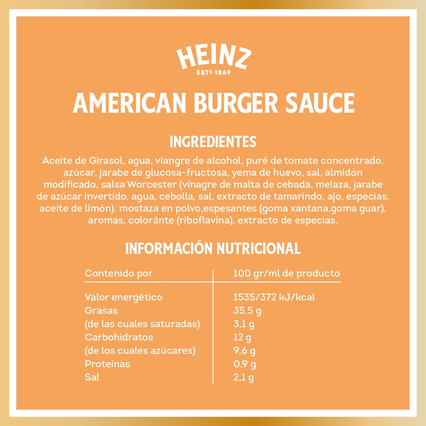 Heinz Salsa Burguer Estilo Americana Bocabajo 220ml