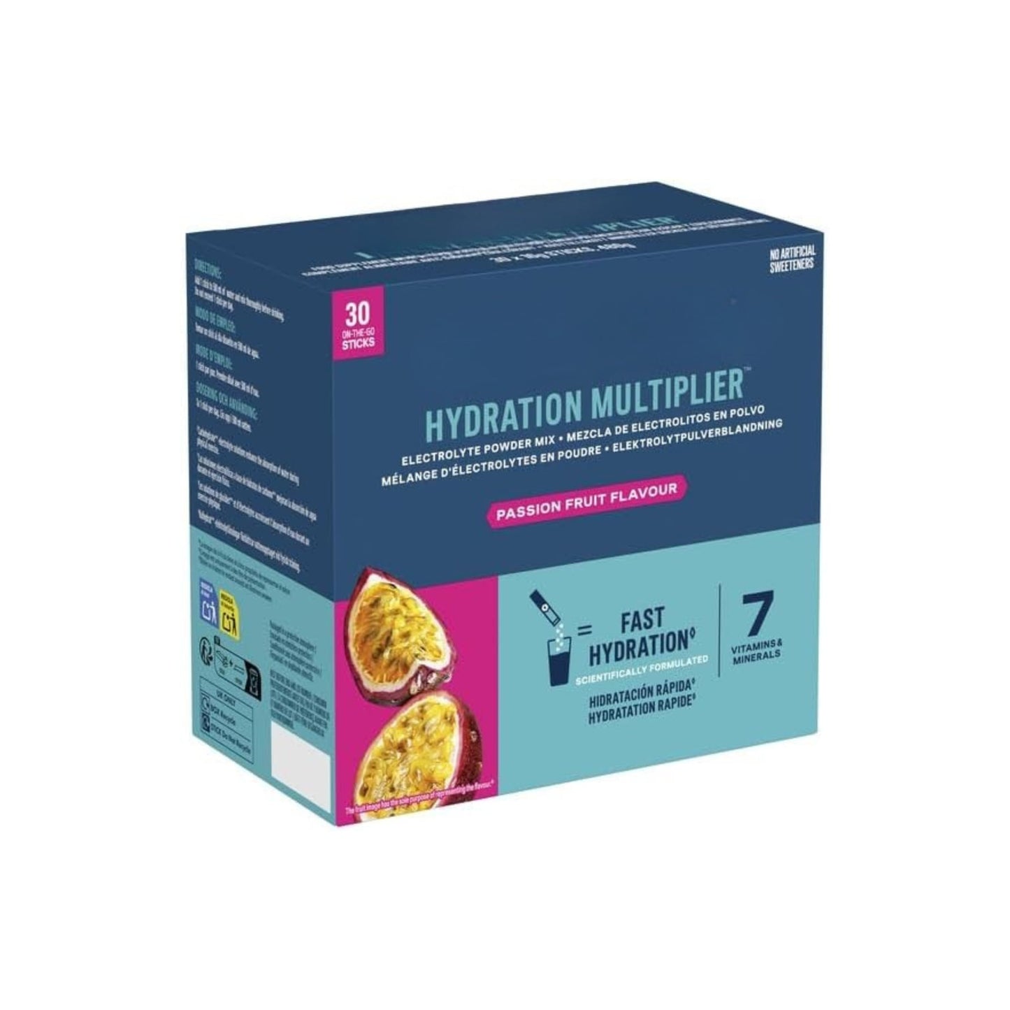 Mezcla de Electrolitos en Polvo Sabor Maracuyá - 30 Sticks Individuales 16g c/u (480g) en Total, Bebida con Vitaminas C, B6 y B12 - Sin Edulcorantes Artificiales - NEXU