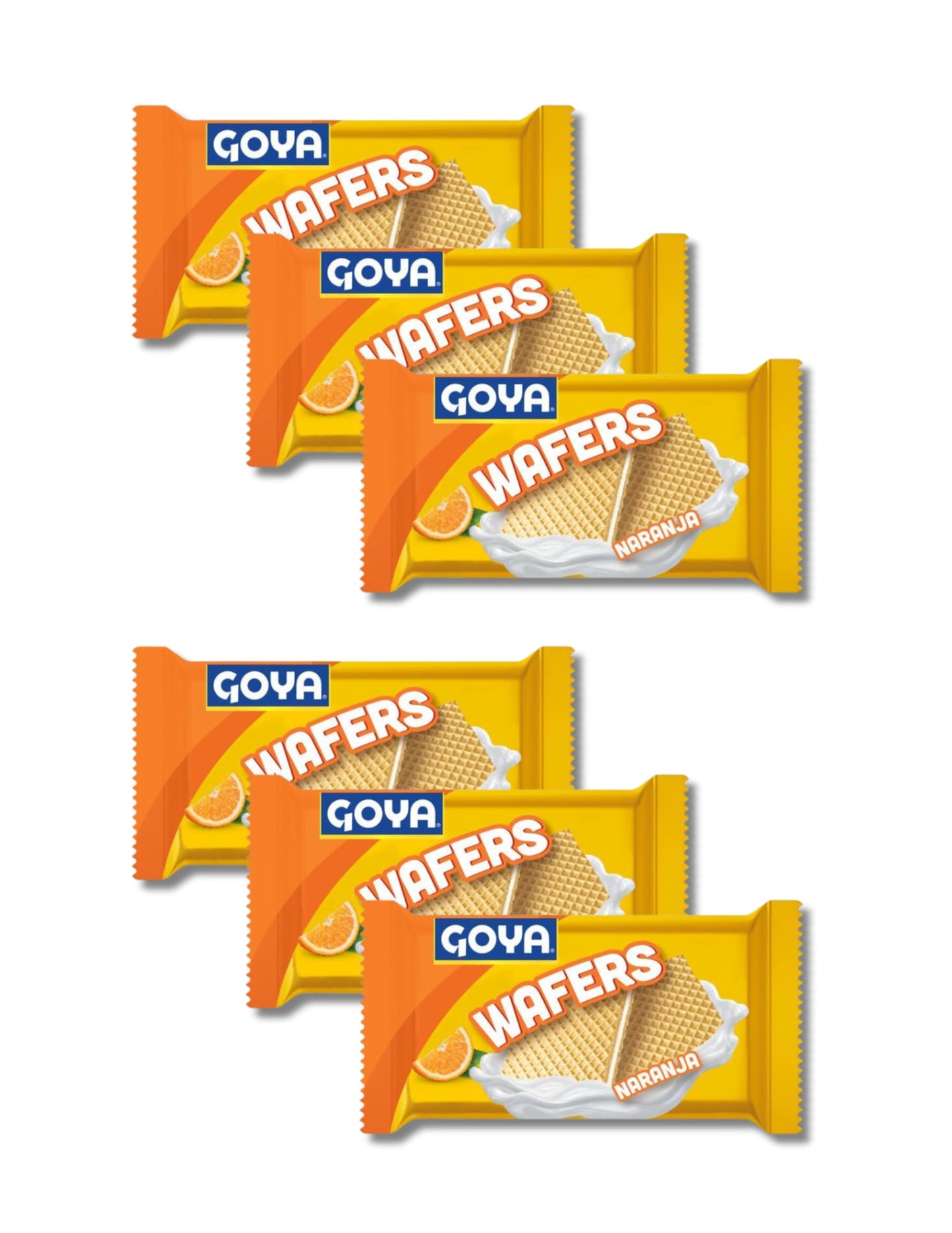 Wafers Galletas de Barquillo Sabor Naranja - Pack de 6 Paquetes de 95g - Snack Crujiente con Relleno Cremoso para Niños y Adultos - Goya - NEXU