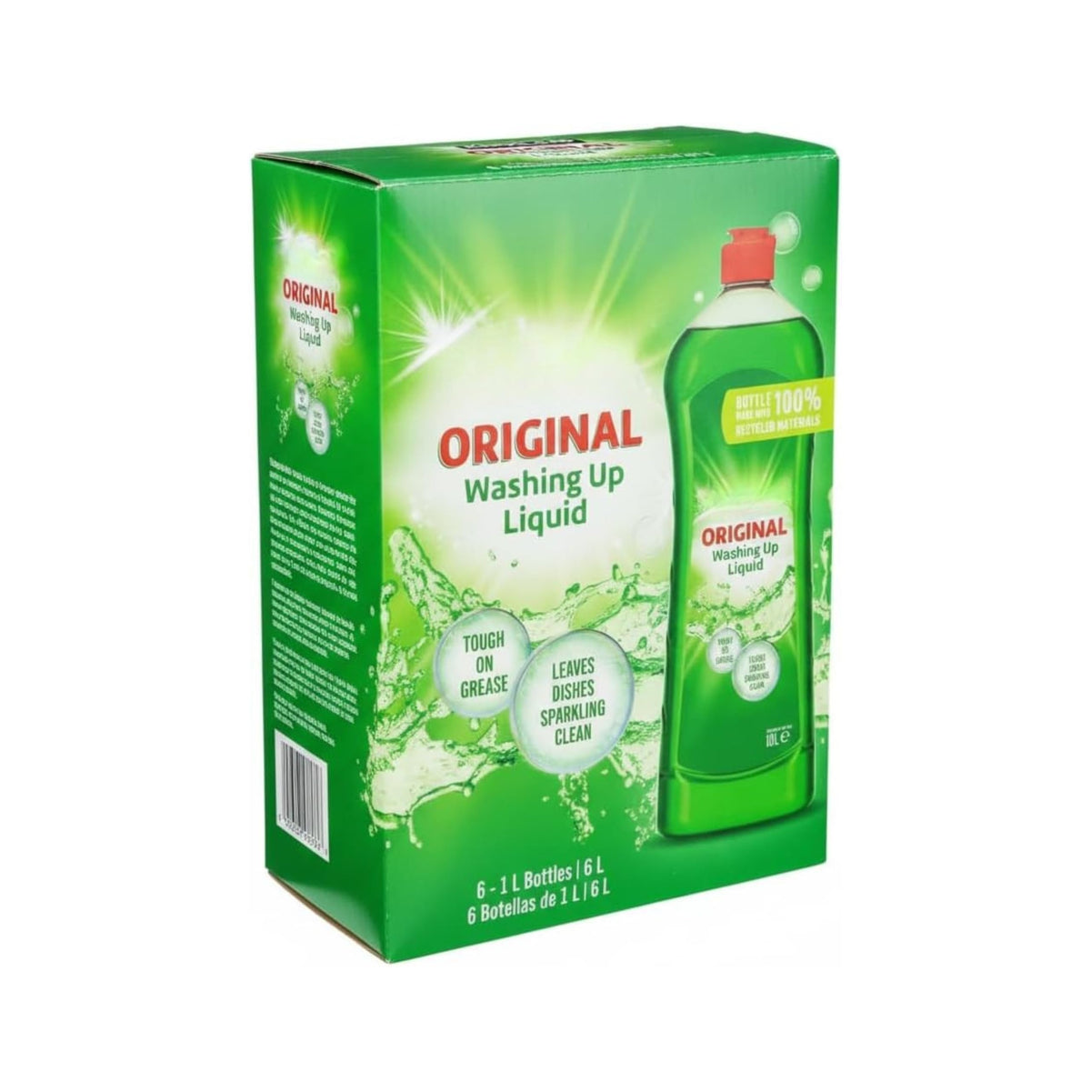 Jabón Lavavajillas Líquido Original - Pack Ahorro 6 Litros (6 x 1L) - Limpieza contra la Grasa - Brillo Impecable y Botellas Sostenibles - NEXU