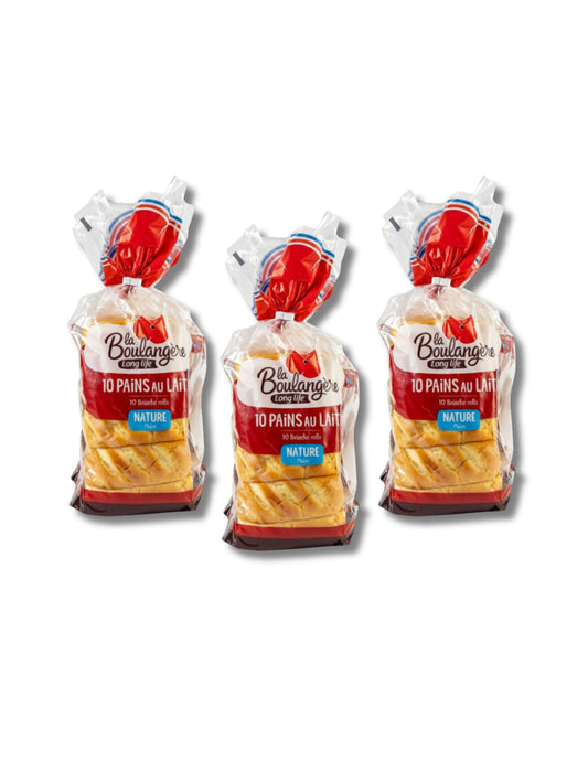 Pan de Leche Nature - Pack Ahorro de 3 x 350g (30 Panecillos) - Textura Brioche Tierna y Esponjosa - Receta Tradicional Francesa - La Boulangère - Ideal para Desayunos y Meriendas - NEXU