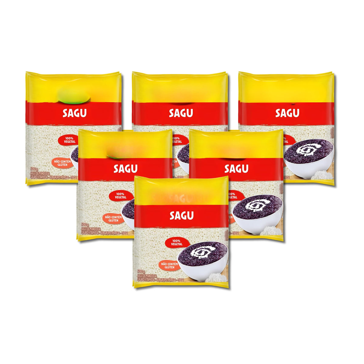 Sagu de Mandioca - Perlas de Tapioca Sin Gluten - Pack Ahorro 6 x 500g (3kg) - Ideal para Postres Tradicionales como Sagu al Vino y Pudines - 100% Vegetal de Origen Natural Tipo 1 - NEXU