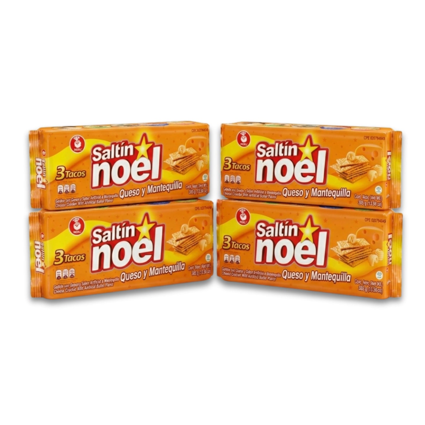 Galletas de Queso y Mantequilla, Pack de 4 Unidades (3 Tacos por Paquete), Galletas de Sal Crujientes Enriquecidas con Vitaminas, Calcio y Hierro - Saltín Noel - Tradición Colombiana - 1540g - NEXU