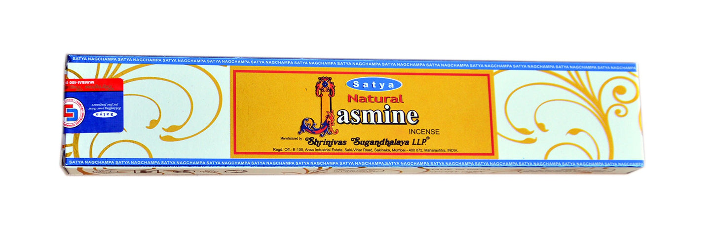 Satya -Varillas de incienso con aroma a jazmín, 15 g, pack de 12 piezas