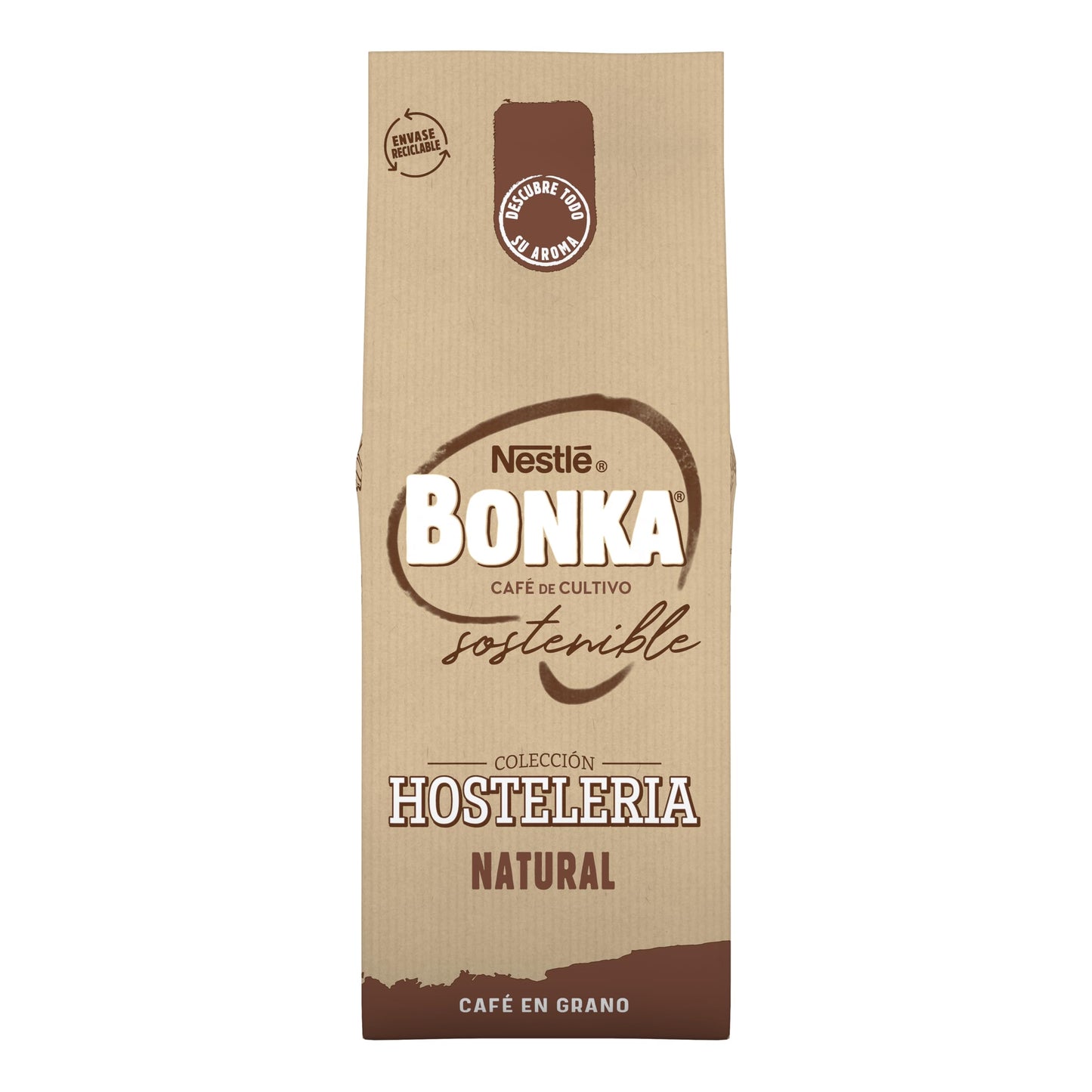 Bonka cafe en grano tostado natural para hostelería, Ideal para maquina de cafe Espresso - 1 paquete x 1 kg