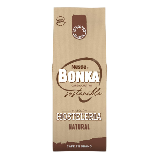 Bonka cafe en grano tostado natural para hostelería, Ideal para maquina de cafe Espresso - 1 paquete x 1 kg