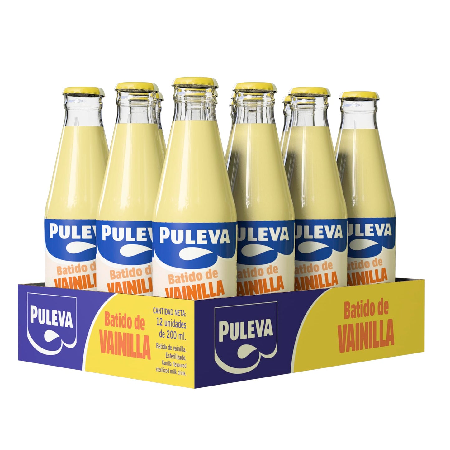 Puleva - Batido de Vainilla botella cristal 200ml - Pack 12 unidades