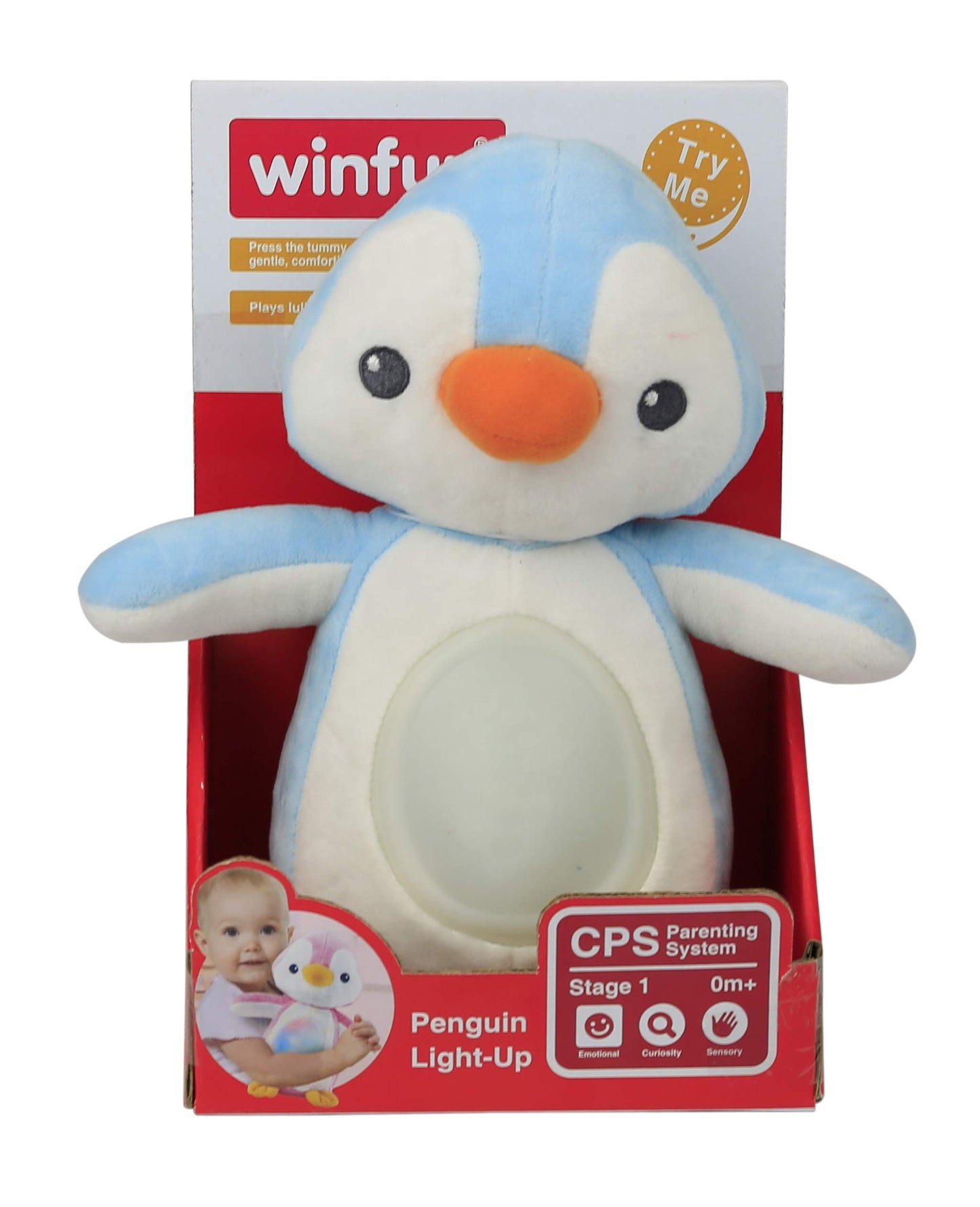 WinFun- Amigo Pingüino con Canción de Cuna y Luces, Color azul (CPA Toy Group 160) , color/modelo surtido