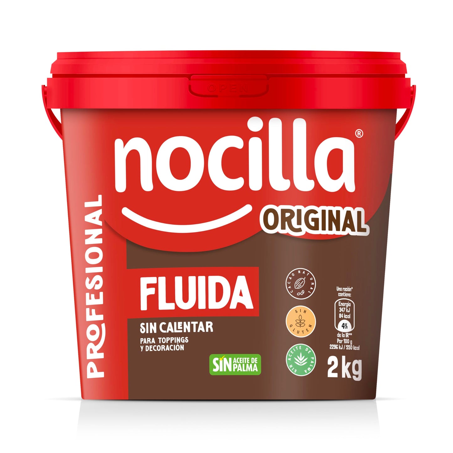 Nocilla, Profesional, Fluida con sabor Original y Avellanas sin Aceite de Palma - 2kg