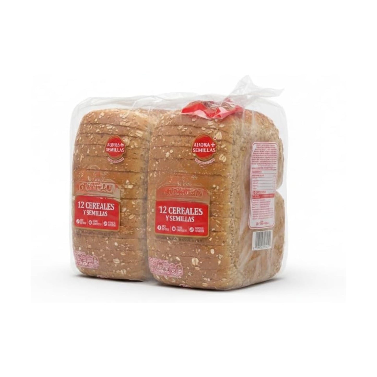 Pan de Molde de 12 Cereales y Semillas - Pack de 2 Unidades - Elaborado con 52% de Grano Completo - Rico en Fibra y Fuente de Proteínas - Rebanadas Tiernas y Nutritivas - NEXU