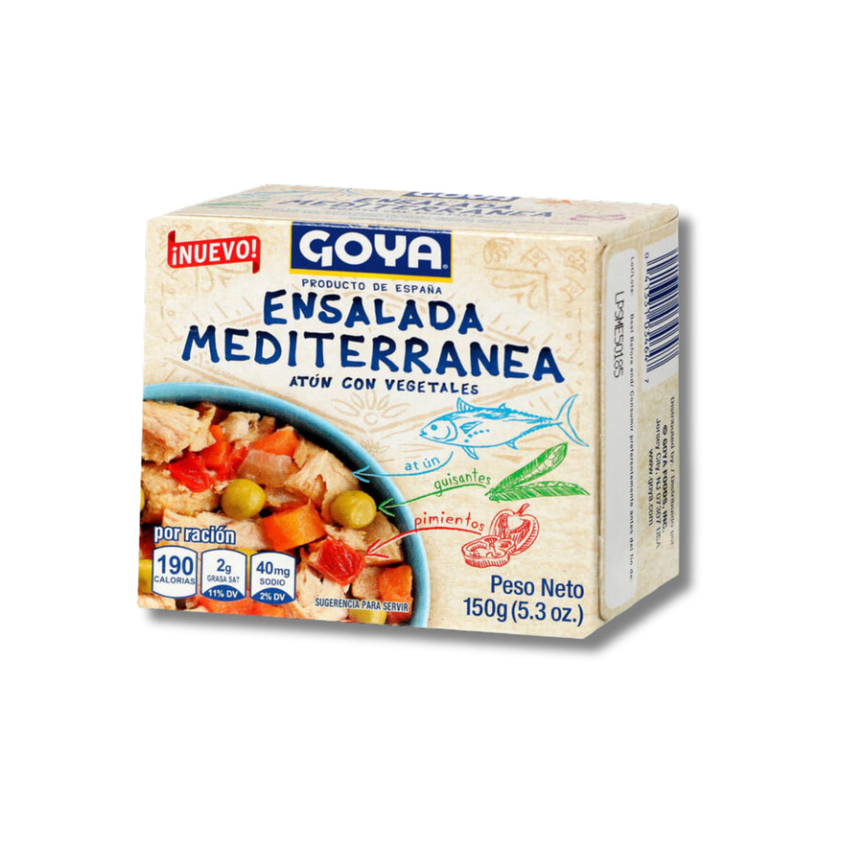 Ensalada Mediterránea de Atún con Vegetales - Pack de 10 x 150g (Total 1,5 kg) - Comida Preparada Saludable con Proteínas y Fibra - Ideal para Dietas Equilibradas y Deporte - NEXU
