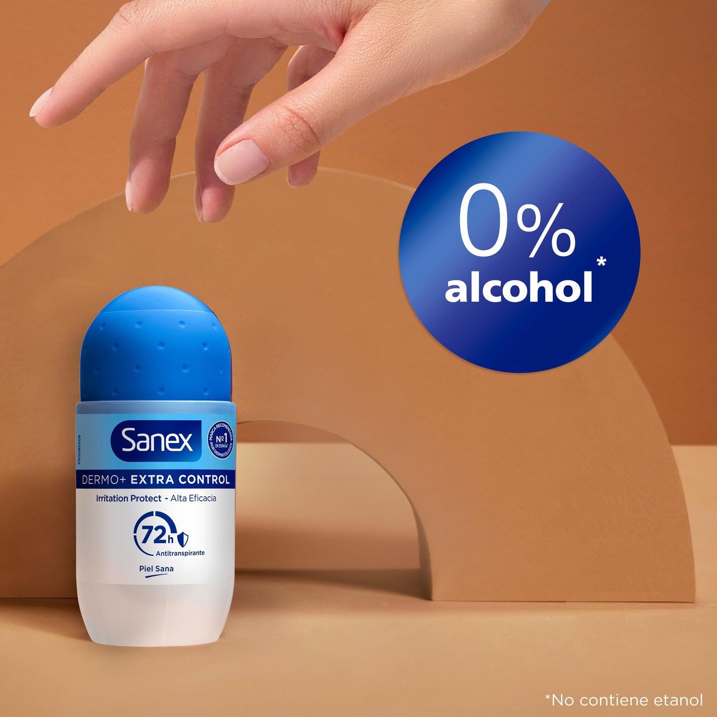 Sanex Dermo+ Extra Control Desodorante Antitranspirante Roll-On 72 Horas 90ml – protección efectiva contra el sudor y el mal olor – dermatológicamente testado– contiene 0% alcohol*