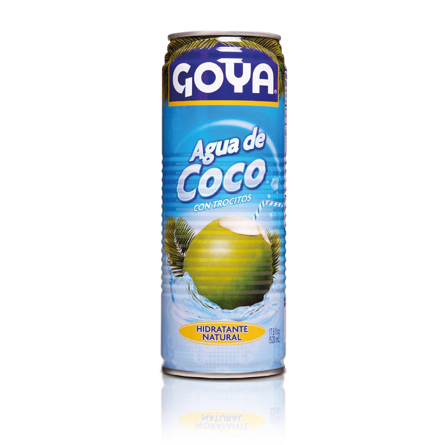 Goya Agua de Coco 12x520 ml, Refrescante Agua de Coco Natural con Trocitos de Pulpa, Sabor Tropical, Hidratante y Reconstituyente con Electrolitos y Minerales