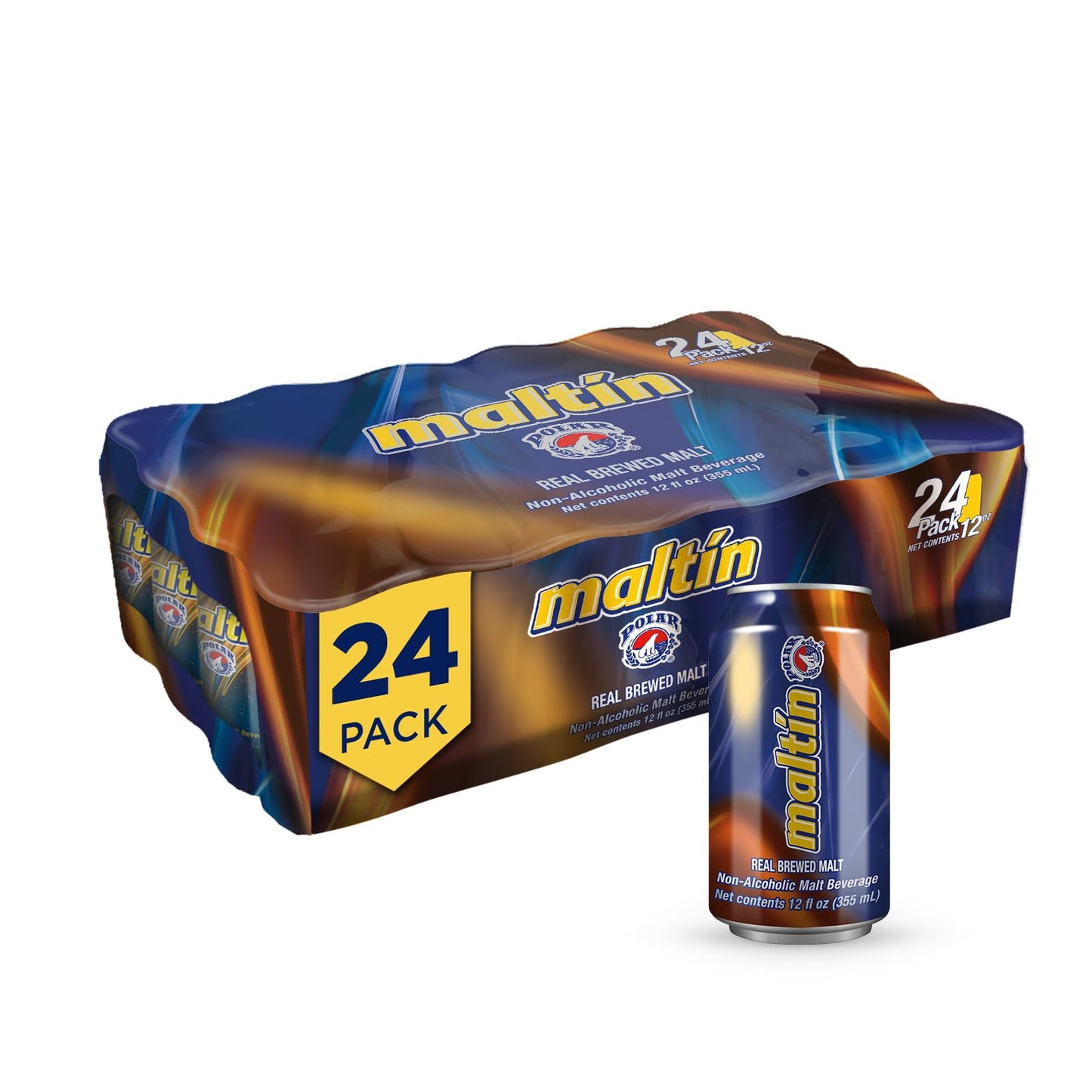 Maltin Polar - Bebida de malta sin alcohol, bebida natural de azúcar de caña (paquete de 24)