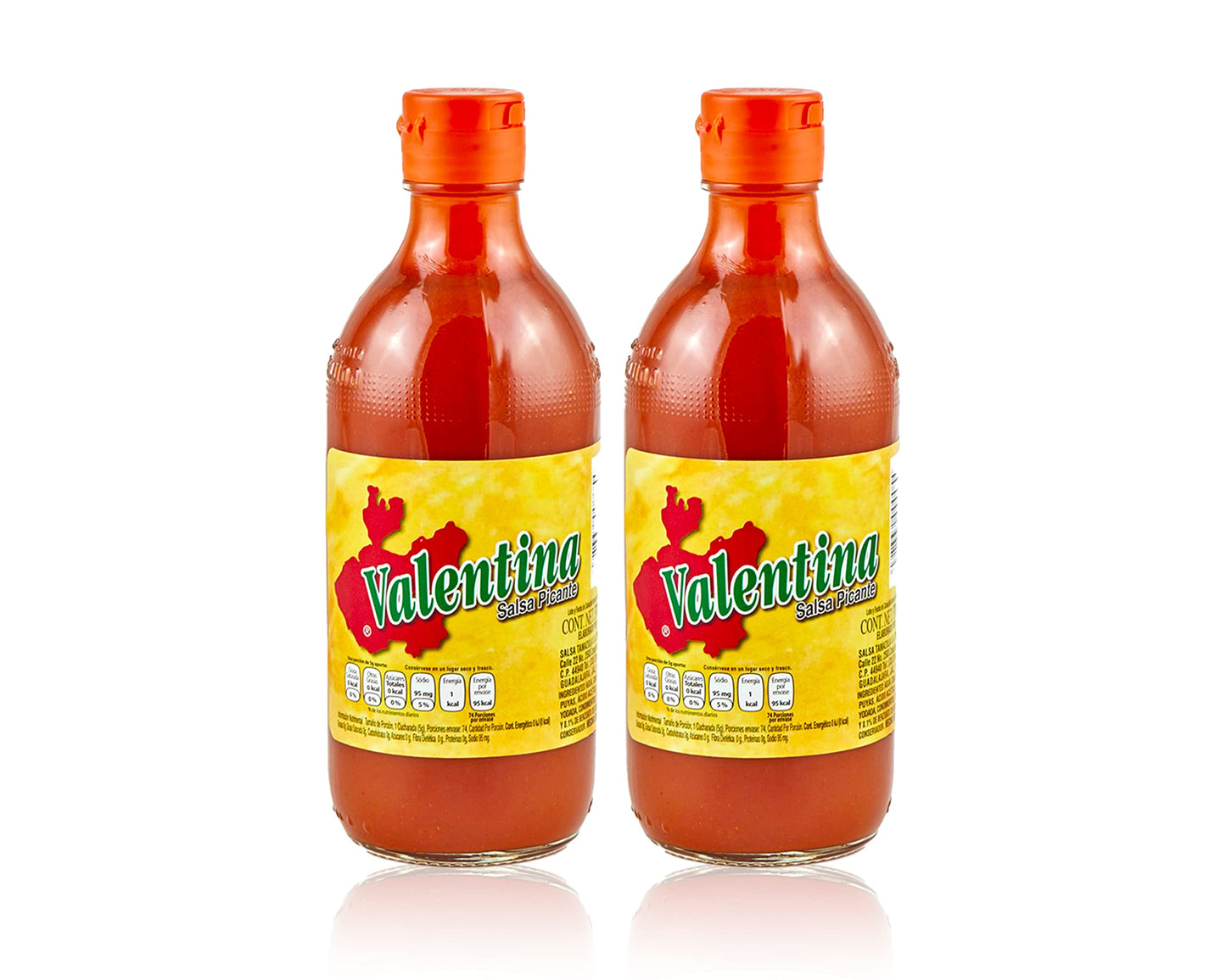 Salsa Valentina salsa picante chilli mexicana caliente / salsa picante / (pack de 2 unidades) - 370 ml cada uno, sin gluten, sin grasa y sin azúcar, salsas picantes set de regalo