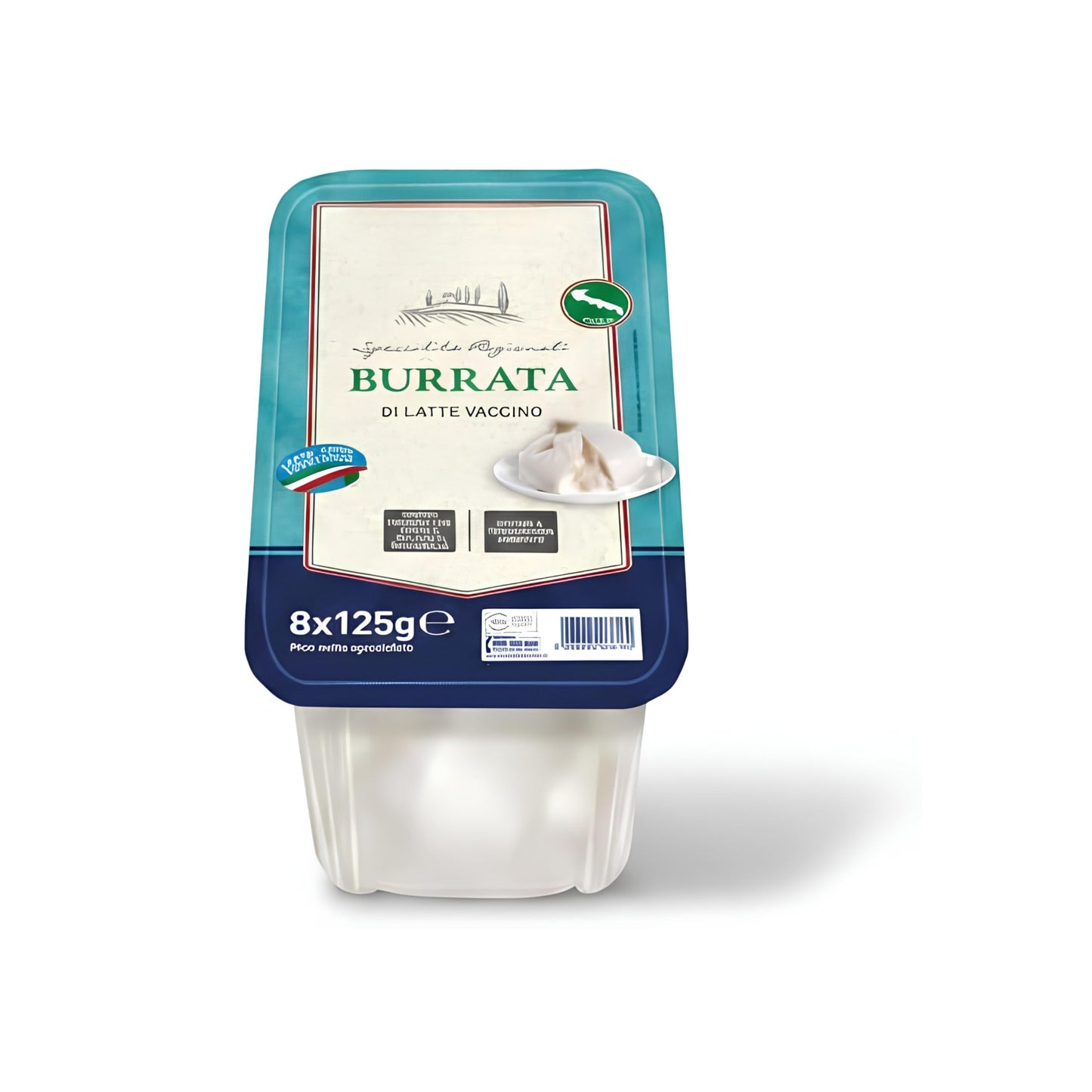 Queso Burrata - 1 Pack de 8uds x 125g (1kg) - Queso Italiano Artesanal con Relleno Cremoso de Nata - Ideal para Pizza, Pasta y Ensaladas Gourmet - Formato Profesional para Hostelería - NEXU