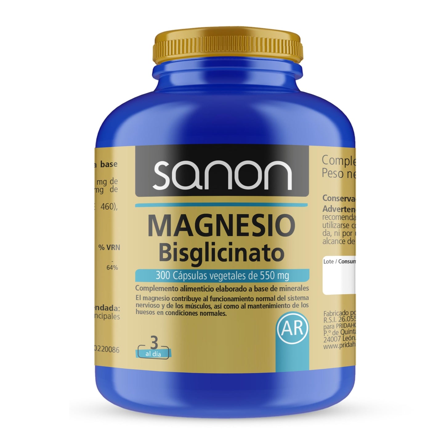 SANON Magnesio Bisglicinato 300 Cápsulas Vegetales De 550 Mg, One size, 100 ml