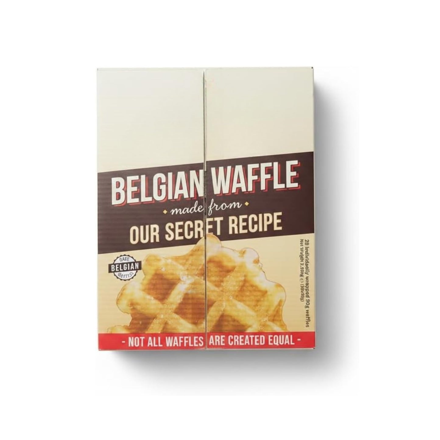 Gofres Belgas Artesanos - Pack de 28 Gofres de 90g (2,52kg) Envueltos Individualmente - Snack Dulce para Desayuno y Merienda - Receta Secreta Tradicional Bélgica - Vegetarianos - NEXU
