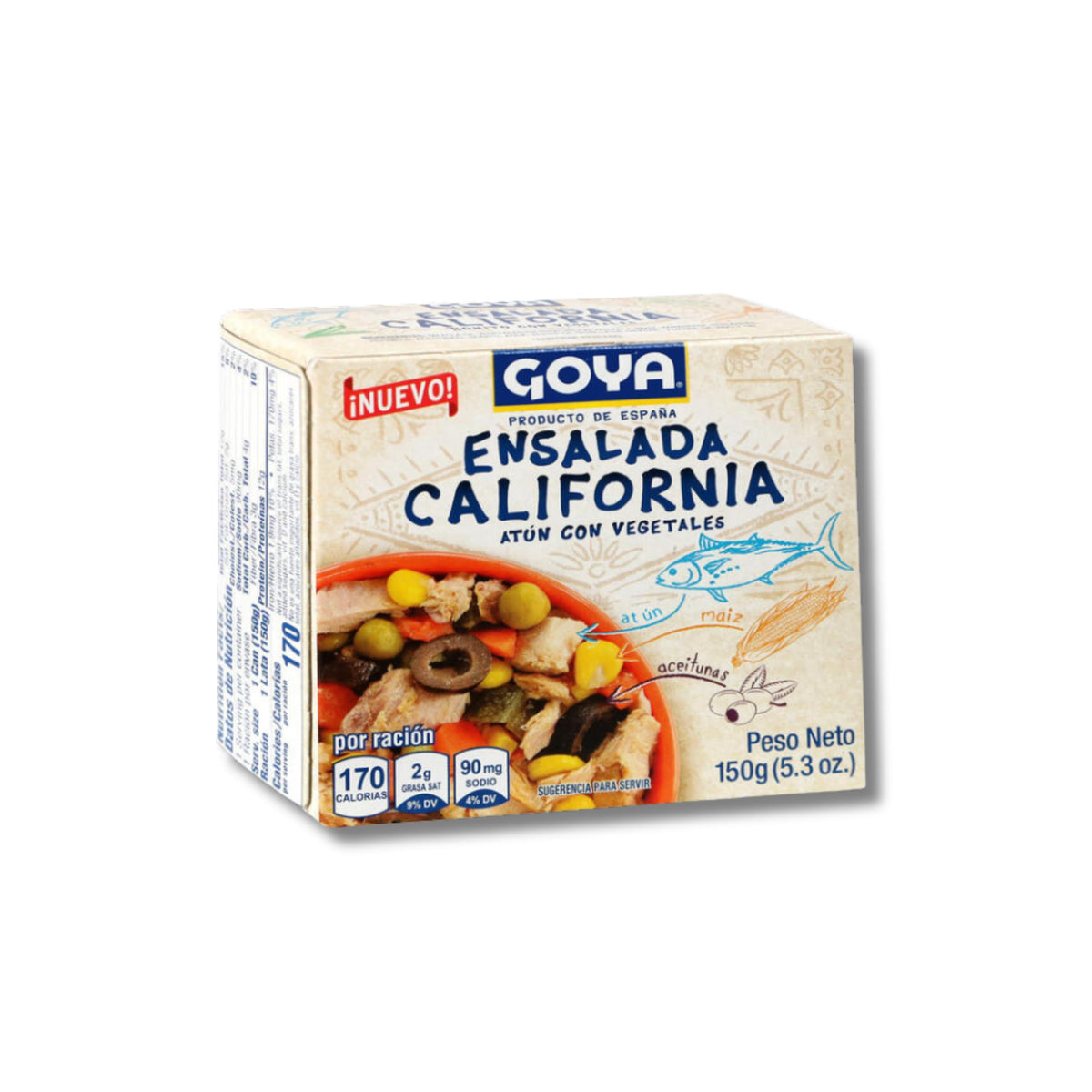 Ensalada California - Atún con Vegetales - Pack de 5 Latas de 150g (Total 750g) - Ensalada de Atún Lista para Comer - Rica en Proteínas, Sin Preparación - NEXU