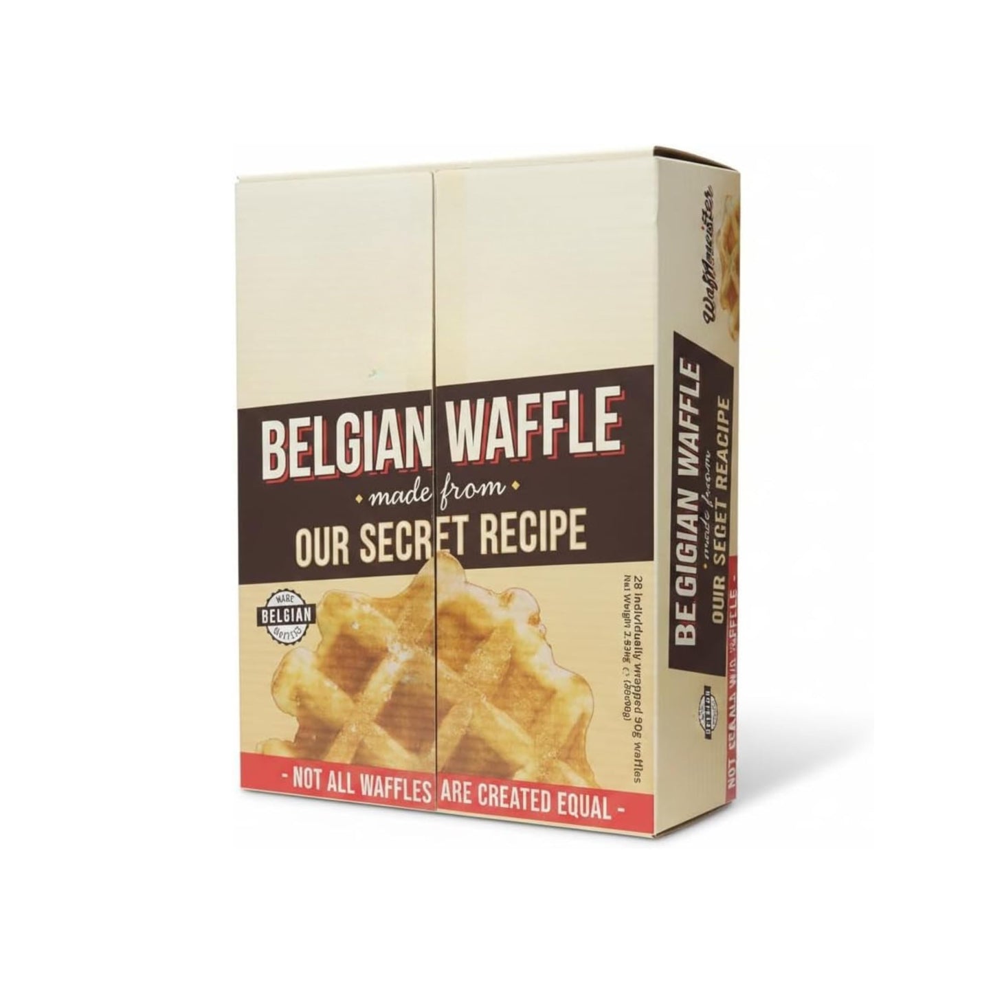 Gofres Belgas Artesanos - Pack de 28 Gofres de 90g (2,52kg) Envueltos Individualmente - Snack Dulce para Desayuno y Merienda - Receta Secreta Tradicional Bélgica - Vegetarianos - NEXU