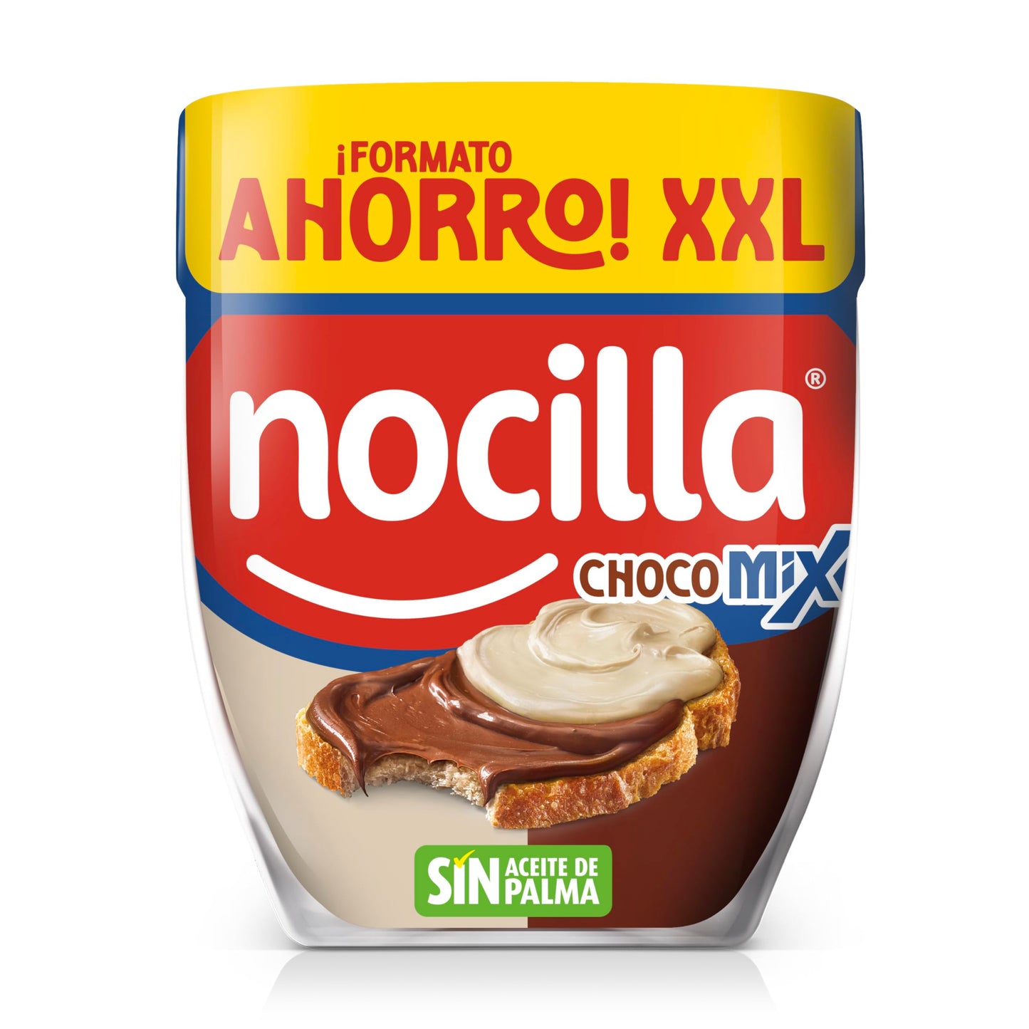 Nocilla, ChocoMix, Doble Crema al Cacao y Leche con Avellanas, Sin Aceite de Palma - Formato Ahorro - 850g
