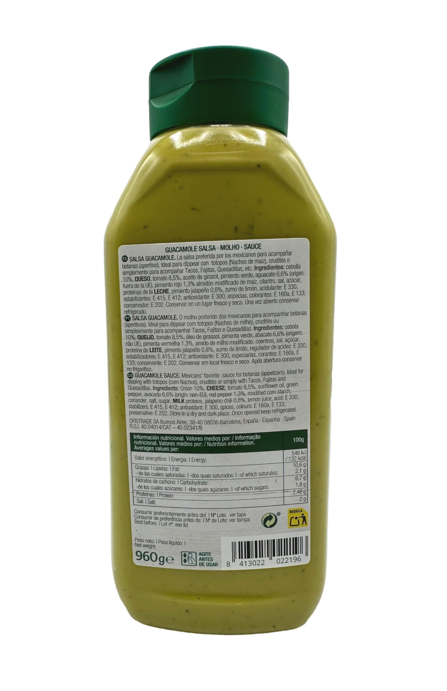 SAWORS - Salsa Guacamole, Salsa Mexicana, Aguacate Untable, Listo para untar Nachos - 960 g
