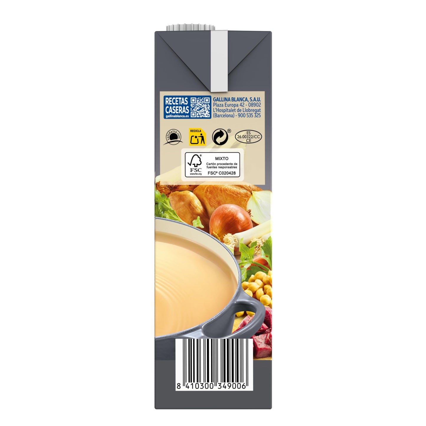GALLINA BLANCA Caldo Casero de Cocido 100% Natural | Elaborado con Pollo, Ternera, Cerdo, Garbanzos y Verduras de la Huerta, Cocinado a Fuego Lento. Sin Gluten, Sin Conservantes - 1L